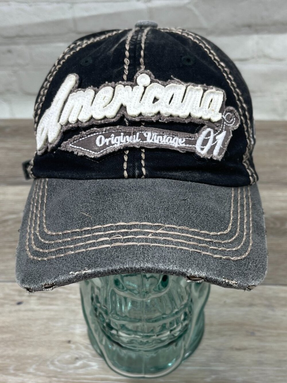 NEW AMERICANA ORIGINAL VINTAGE DISTRESSED LOOK CLASP BACK HAT CAP